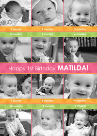 Pink and Orange 1st Birthday Collage