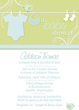 Girls Baby Shower Invitations - Clothesline Baby - Green