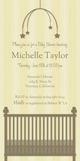 Girls Baby Shower Invitations - Crib Silhouette