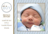 Photo Birth Announcements - Blue Pin Stripe