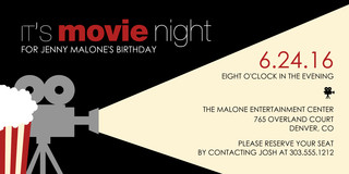 Birthday Party Invitations - Movie Night