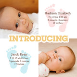 Photo Birth Announcements - Twin Footprints